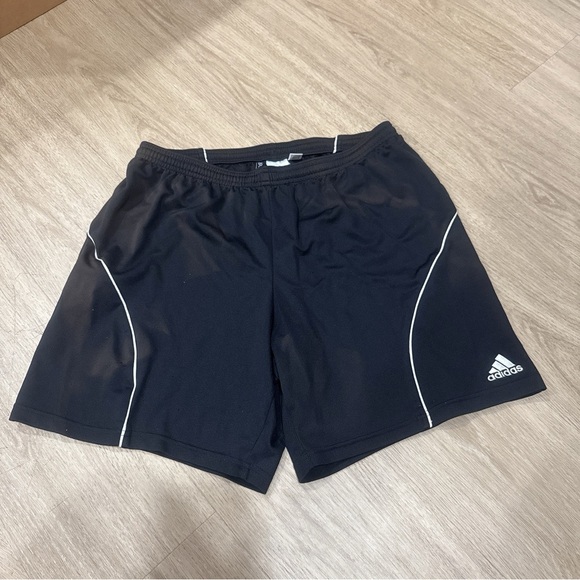 Adidas Men's Black Athletic Shorts with White Accents - Picture 1 of 2